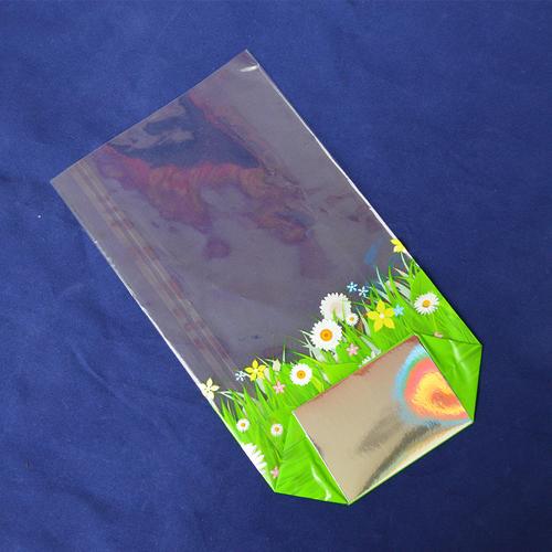 工厂批量生产opp透明方底袋糖果食品塑料包装袋底部银色纸卡opp自